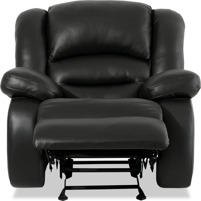Fauteuil berçant inclinable Toreno de 42 po en cuir véritable - noir