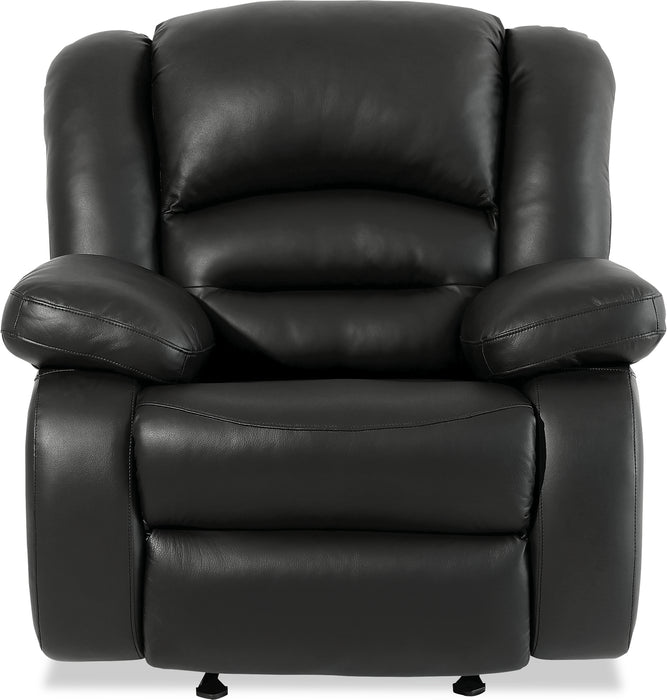 Fauteuil berçant inclinable Toreno de 42 po en cuir véritable - noir