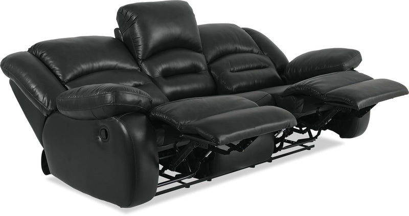 Sofa inclinable Toreno de 86 po en cuir véritable - noir