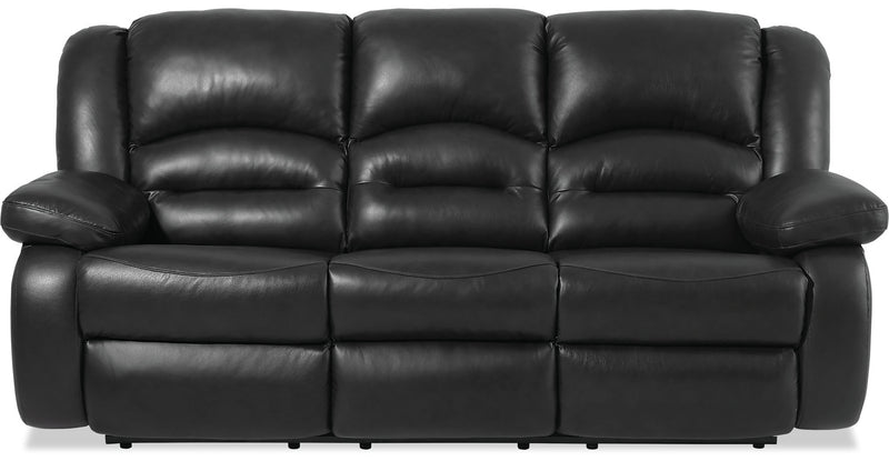 Sofa inclinable Toreno de 86 po en cuir véritable - noir