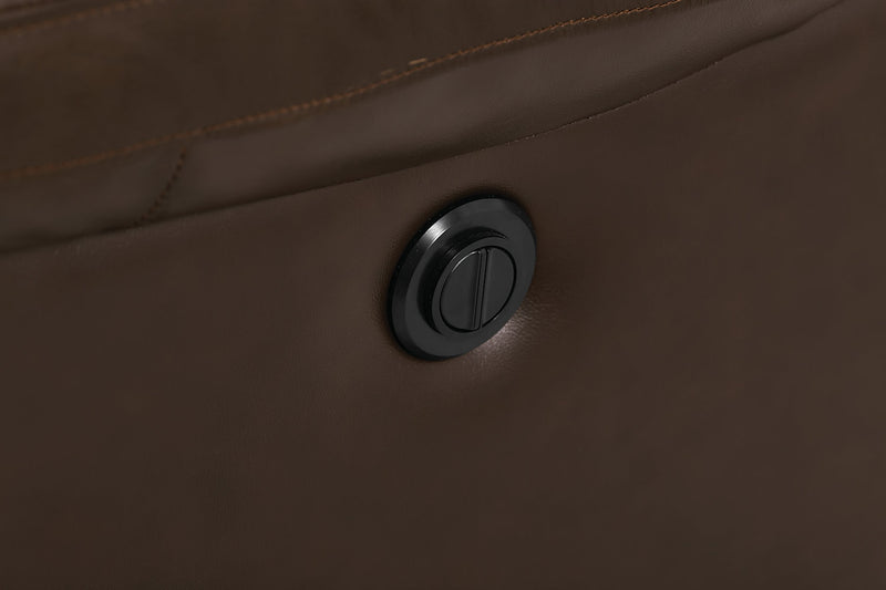 Sofa à inclinaison électrique Toreno de 86 po en cuir véritable - brun