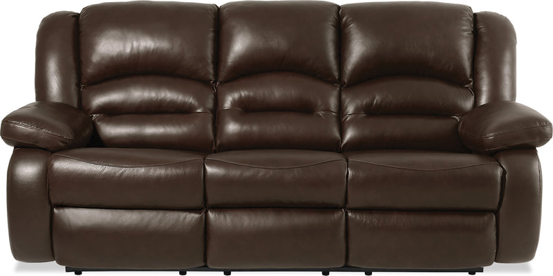 Sofa à inclinaison électrique Toreno de 86 po en cuir véritable - brun