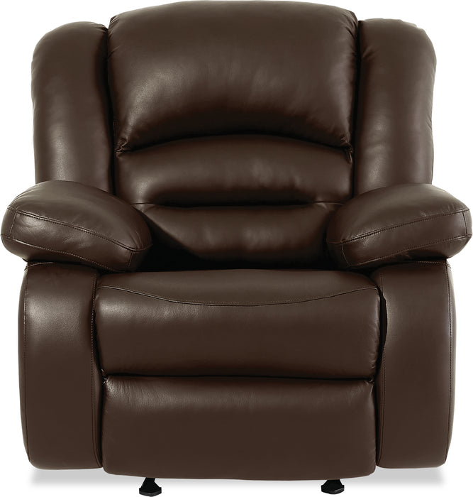 Fauteuil berçant inclinable Toreno de 42 po en cuir véritable - brun