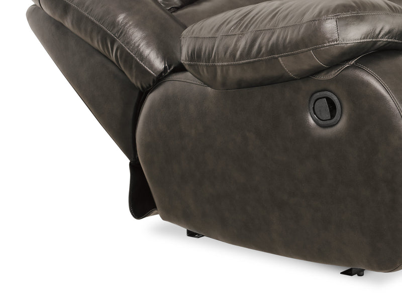 Fauteuil berçant inclinable Toreno de 42 po en cuir véritable - gris