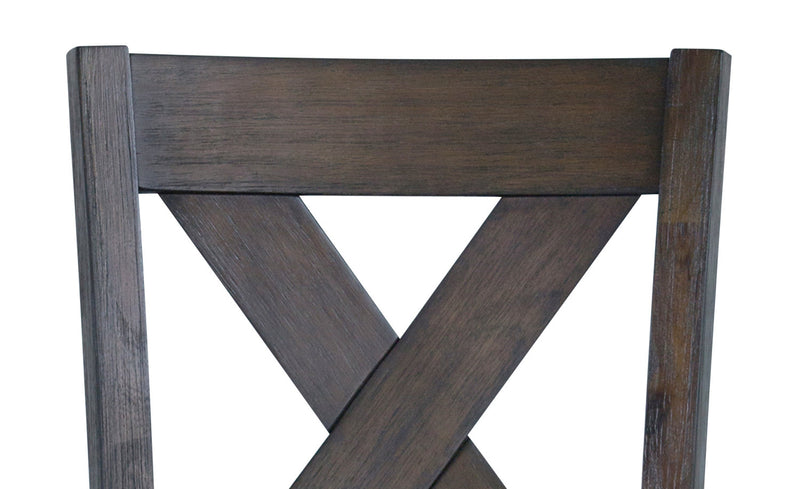 Ensemble Tribeca 5 pièces de hauteur comptoir avec table carrée de 40 po (L), base piédestal et 4 chaises - gris-brun