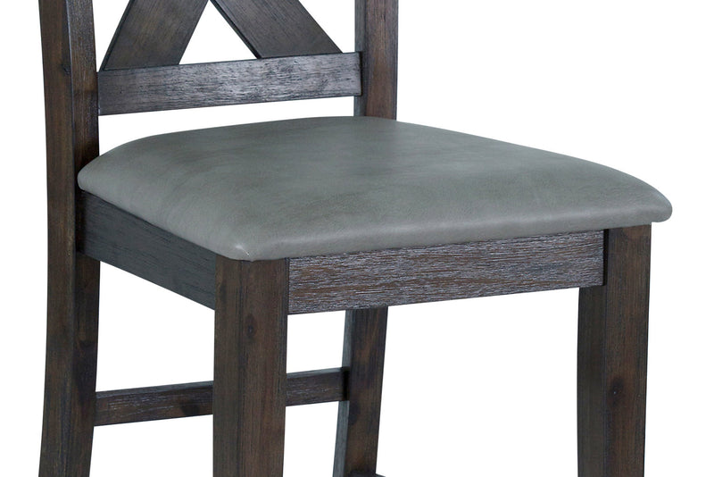 Chaise de salle à manger Tribeca de hauteur comptoir en tissu de cuir végétalien avec dossier entrecroisé - gris-brun