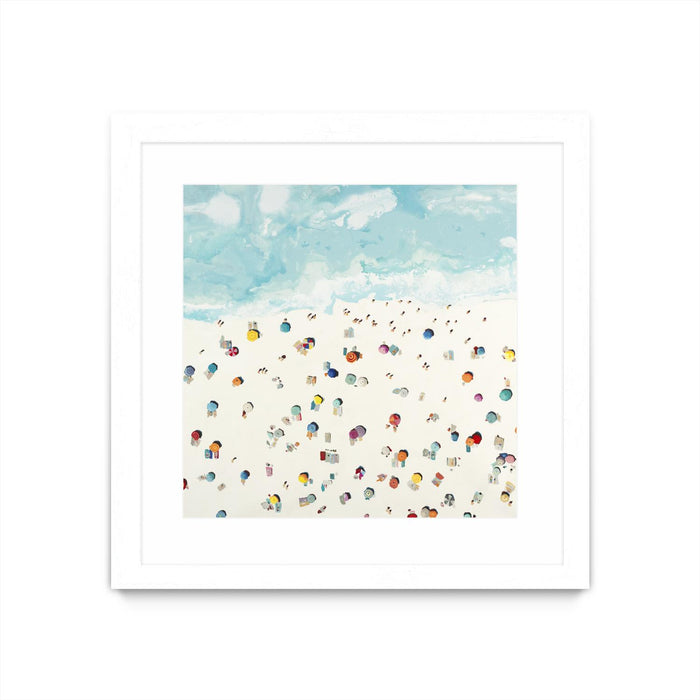 Œuvre d’art murale encadrée blanche et mate « Beach Days » 30 x 30