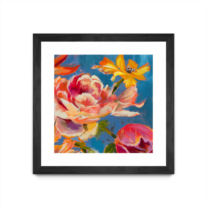 Œuvre d’art murale encadrée noire et mate « Spring Bouquet V31 » 30 x 30