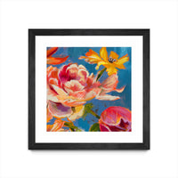 Œuvre d’art murale encadrée noire et mate « Spring Bouquet V31 » 36 x 36