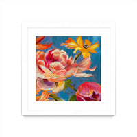 Œuvre d’art murale encadrée blanche et mate « Spring Bouquet V31 » 36 x 36