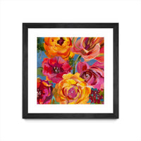 Œuvre d’art murale encadrée noire et mate « Spring Bouquet V32 » 30 x 30