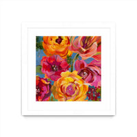 Œuvre d’art murale encadrée blanche et mate « Spring Bouquet V32 » 36 x 36