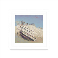 Œuvre d’art murale encadrée blanche et mate « Beach Access » 30 x 30