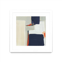Œuvre d’art murale encadrée blanche et mate « Bay Bridge V1 » 30 x 30