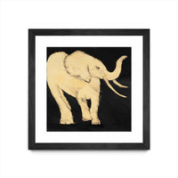 Œuvre d’art murale encadrée noire et mate « Baby Elephant » 30 x 30