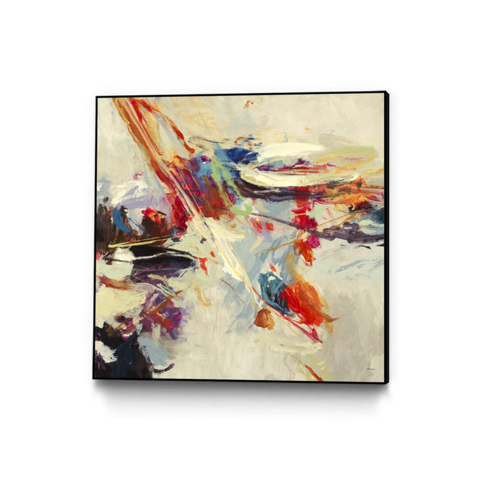 Œuvre d'art murale sur toile encadrée noire « Positive Energy I » 20 x 20