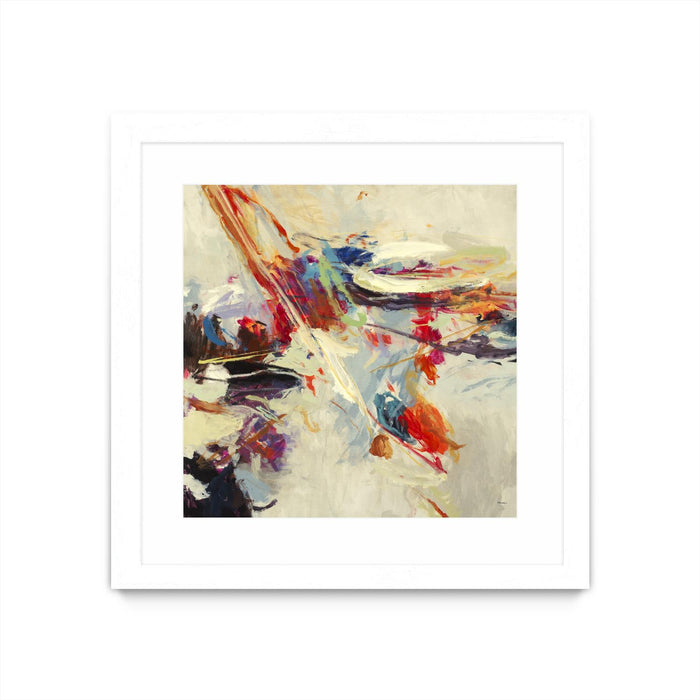 Œuvre d’art murale encadrée blanche et mate « Positive Energy I » 30 x 30