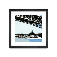 Œuvre d'art murale sur toile encadrée noire « To The Cut » 30 x 30