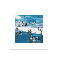 Œuvre d’art murale encadrée blanche et mate « Surf's Up » 30 x 30