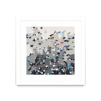 Œuvre d’art murale encadrée blanche et mate « Crowd Sourcing » 30 x 30