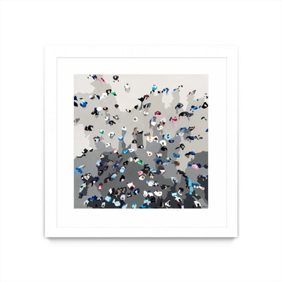 "Crowd Sourcing" Matted and Framed White 36x36 Wall Art