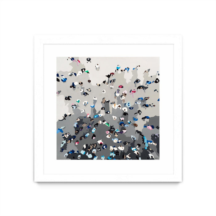 Œuvre d’art murale encadrée blanche et mate « Crowd Sourcing » 36 x 36