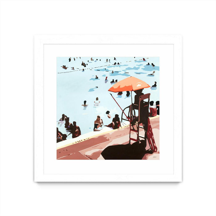 Œuvre d’art murale encadrée blanche et mate « It's All Going Just Swimmingly » 30 x 30