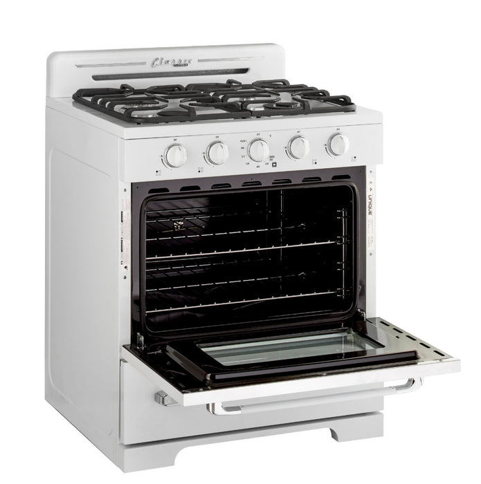 Cuisinière gaz propane Classic Rétro hors réseau par Unique 30 po avec allumage à pile - UGP-30CR OF1 W