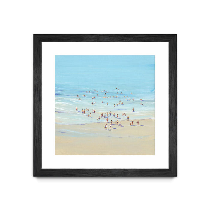 Œuvre d’art murale encadrée noire et mate « Beach Day I » 30 x 30