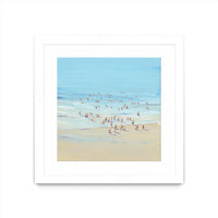 Œuvre d’art murale encadrée blanche et mate « Beach Day I » 36 x 36