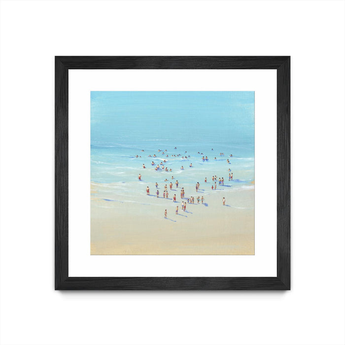 Œuvre d’art murale encadrée noire et mate « Beach Day Ii » 30 x 30