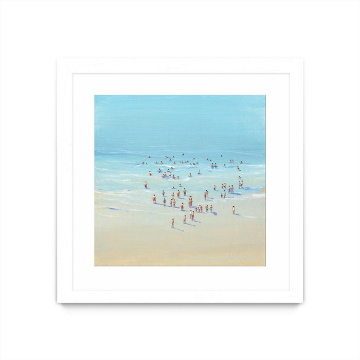 Œuvre d’art murale encadrée blanche et mate « Beach Day Ii » 30 x 30