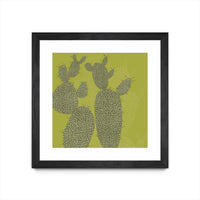 Œuvre d’art murale encadrée noire et mate « Opuntia I » 36 x 36