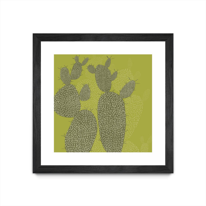 Œuvre d’art murale encadrée noire et mate « Opuntia I » 36 x 36