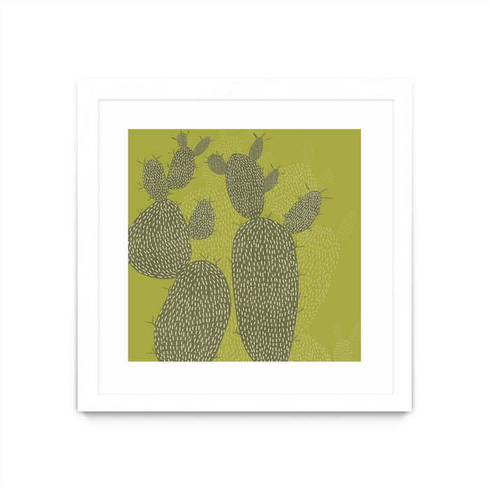 Œuvre d’art murale encadrée blanche et mate « Opuntia I » 36 x 36