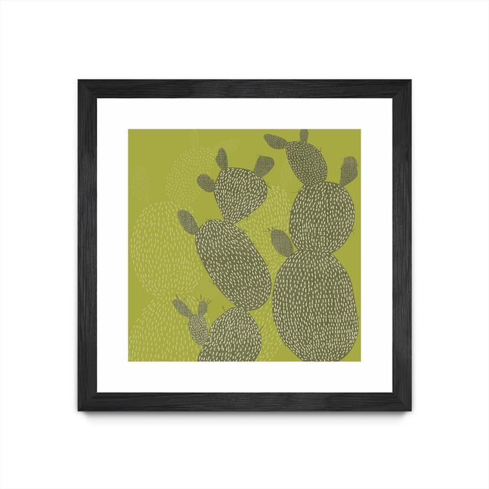 Œuvre d’art murale encadrée noire et mate « Opuntia Ii » 30 x 30