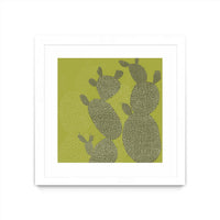 Œuvre d’art murale encadrée blanche et mate « Opuntia Ii » 30 x 30