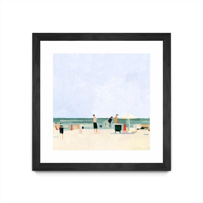 Œuvre d’art murale encadrée noire et mate « Family Vacation I » 30 x 30
