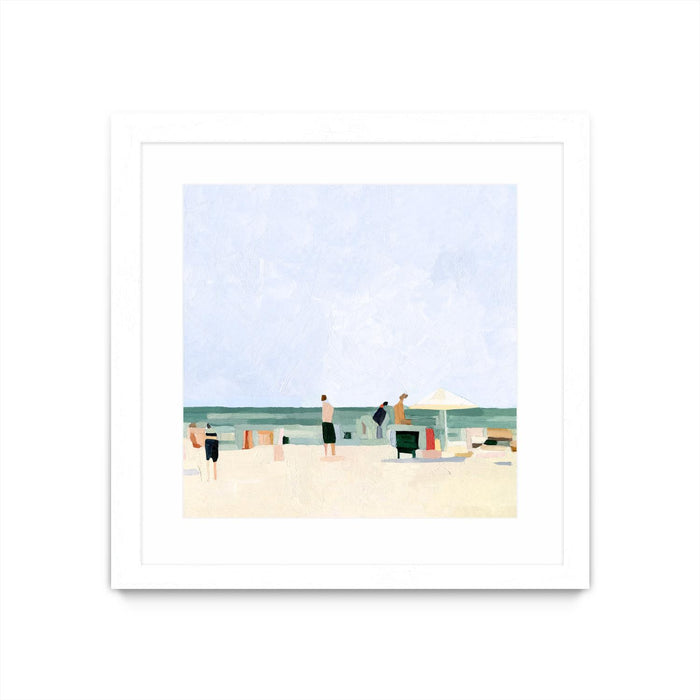 Œuvre d’art murale encadrée blanche et mate « Family Vacation I » 30 x 30