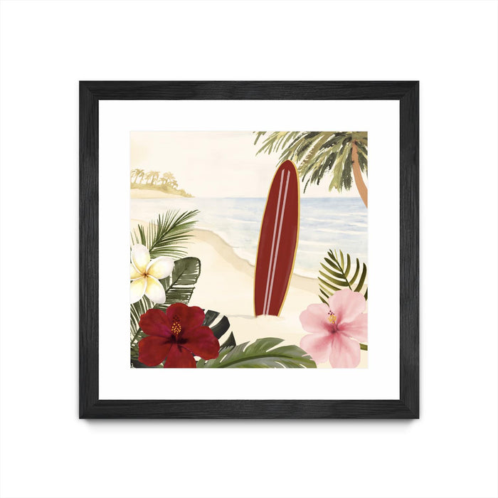 Œuvre d’art murale encadrée noire et mate « Aloha Ii » 36 x 36