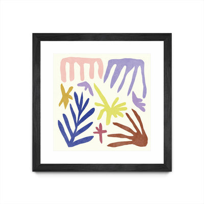 "Coral Construction Ii" Matted and Framed Black 30x30 Wall Art