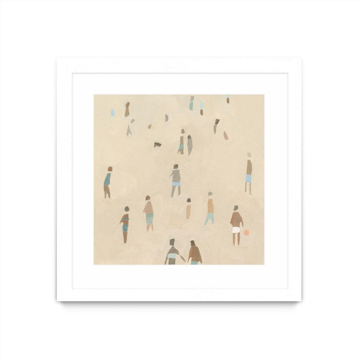 Œuvre d’art murale encadrée blanche et mate « Beach Goer Iv » 36 x 36