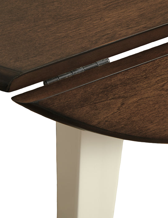 Table de salle à manger ronde Woodanville de 40,5 po à abattant - deux teintes, blanc et brun