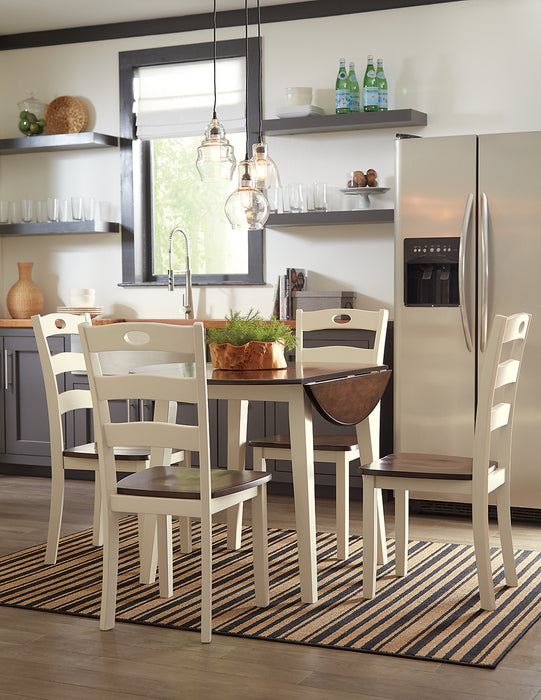 Table de salle à manger ronde Woodanville de 40,5 po à abattant - deux teintes, blanc et brun