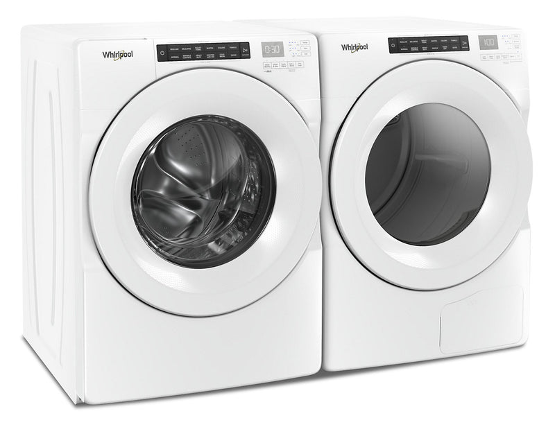 Laveuse chargement frontal 5,0 pi³, sécheuse électrique chargement frontal 7,4 pi³ Whirlpool - blanches