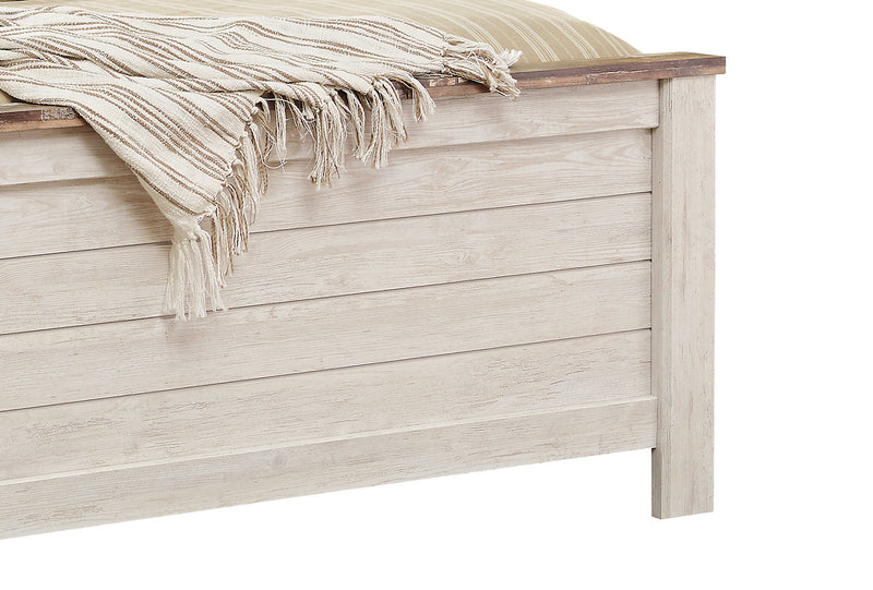 Ensemble de chambre à coucher Willowton 5 pièces avec lit, commode et miroir, blanchi - format grand lit