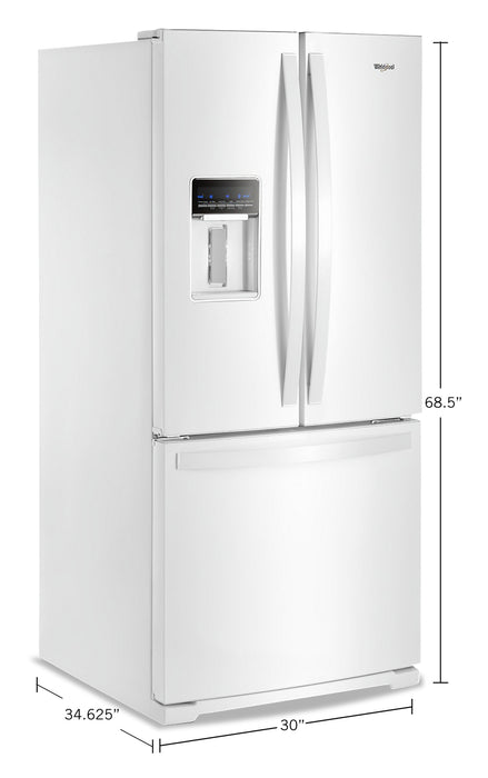 Réfrigérateur Whirlpool de 20 pi³ et de 30 po à portes françaises - blanc - WRF560SEHW