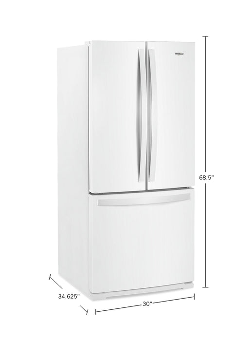 Réfrigérateur Whirlpool de 20 pi³ et de 30 po à portes françaises - blanc - WRF560SFHW