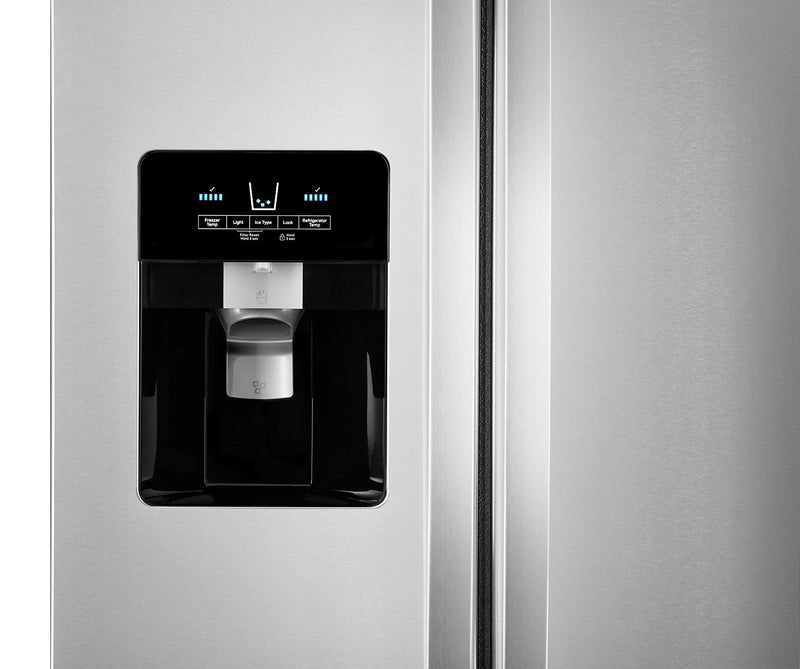 Réfrigérateur Whirlpool de 25 pi³ et de 36 po à compartiments juxtaposés - acier inoxydable résistant aux traces de doigts - WRS555SIHZ