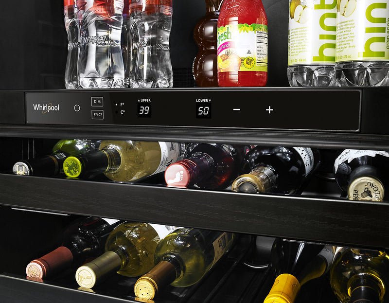 Refroidisseur à vin Whirlpool de 5,2 pi³ et de 24 po sous le comptoir - acier inoxydable noir - WUB50X24HV